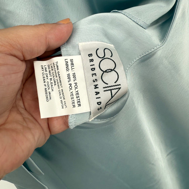 Social Scarf The High-Neck Halter Maxi Slip Dress In Mist Size S