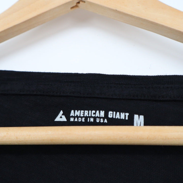 American Giant Black V Neck Short Sleeve T Shirt Made in USA Size M
