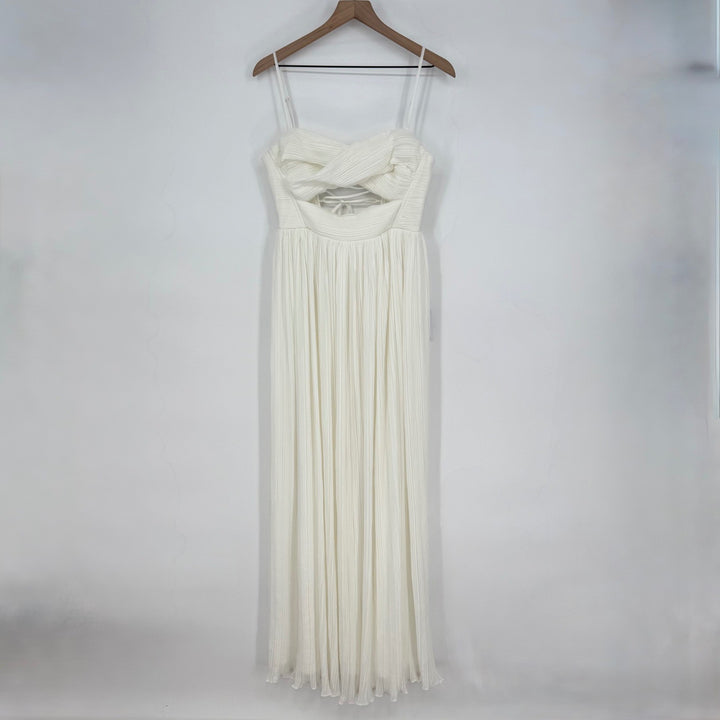 Lulus Glorious Elegance White Pleated Sleeveless Lace-Up Maxi Dress Size M