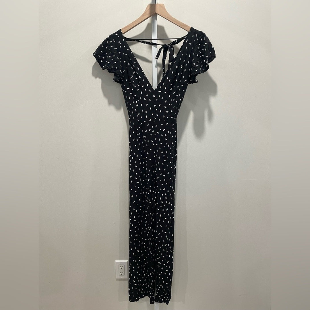 Lulus In Demand Black and White Print Sleeveless Wide-Leg Jumpsuit Size XS