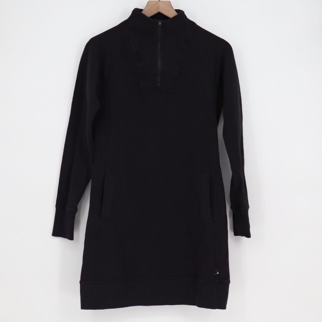 American Giant Black Long Sleeve Quarter Zip Sweatshirt Dress Made in USA Size S