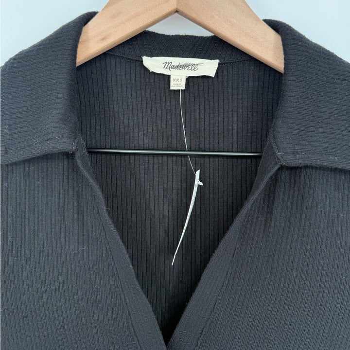 Madewell Drapey Rib Long-Sleeve Polo Top Size XXS