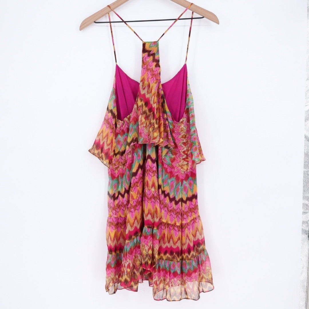 Haute Hippie Silk Tiered Chevron Print Camisole Dress Size L