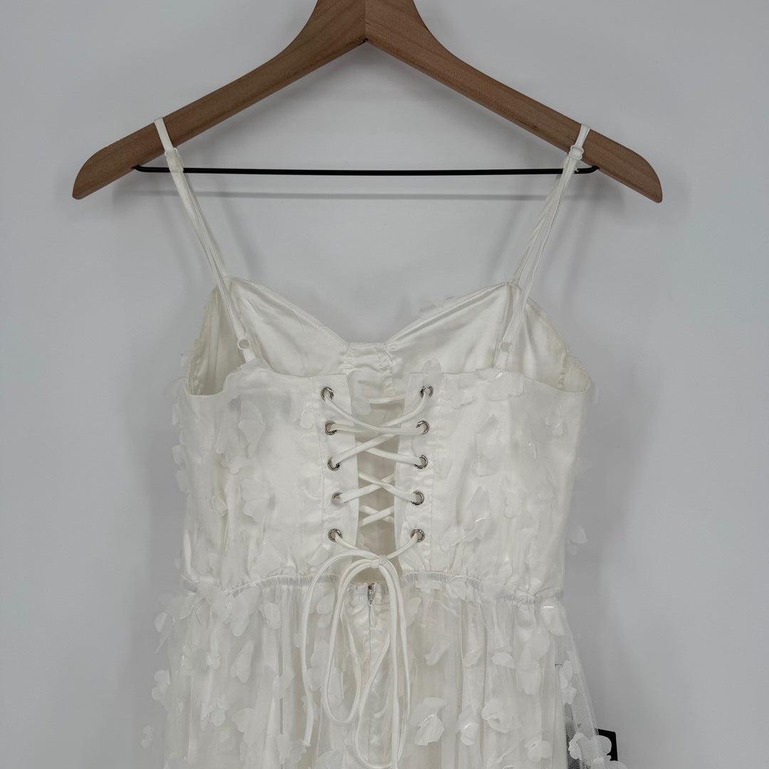 Lulus Time To Fly White Butterfly Lace-Up Midi Dress Size S