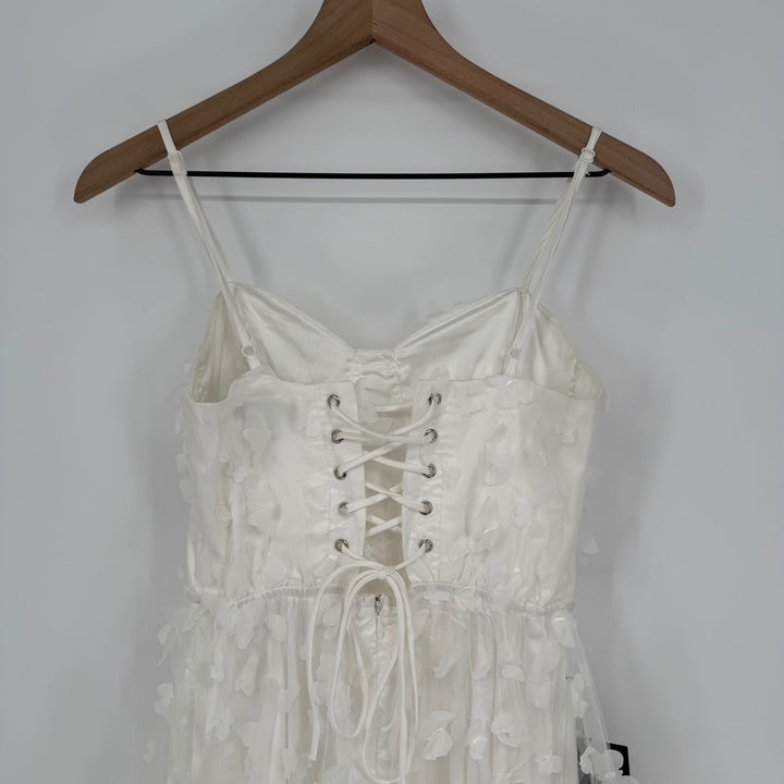 Lulus Time To Fly White Butterfly Lace-Up Midi Dress Size S