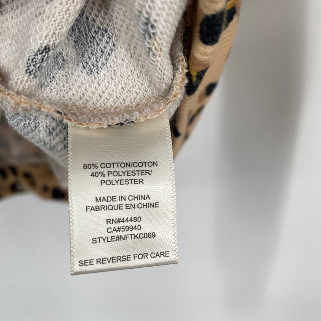 Love Fire Leopard Print Cowl Neck Hoodie Sweatshirt Pullover M