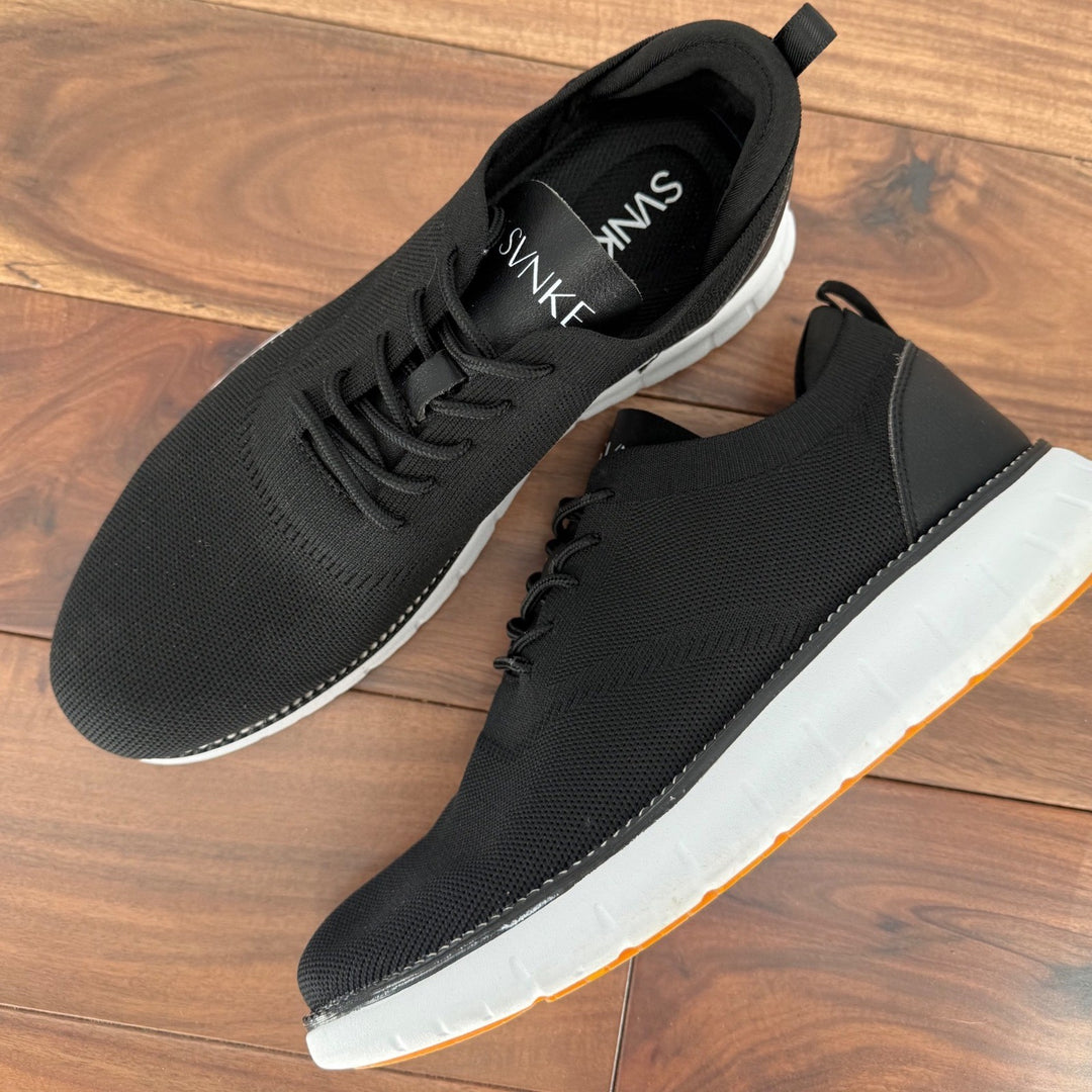 SVNKE Black Knit Sneakers Casual Comfort Walking Shoes