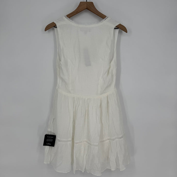 Lulus Lively Beauty White Tie-Front Tiered Mini Dress Size M