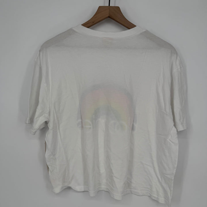 Bloomies Rainbow Graphic T-Shirt White Short Sleeve Top Made in USA Women's M