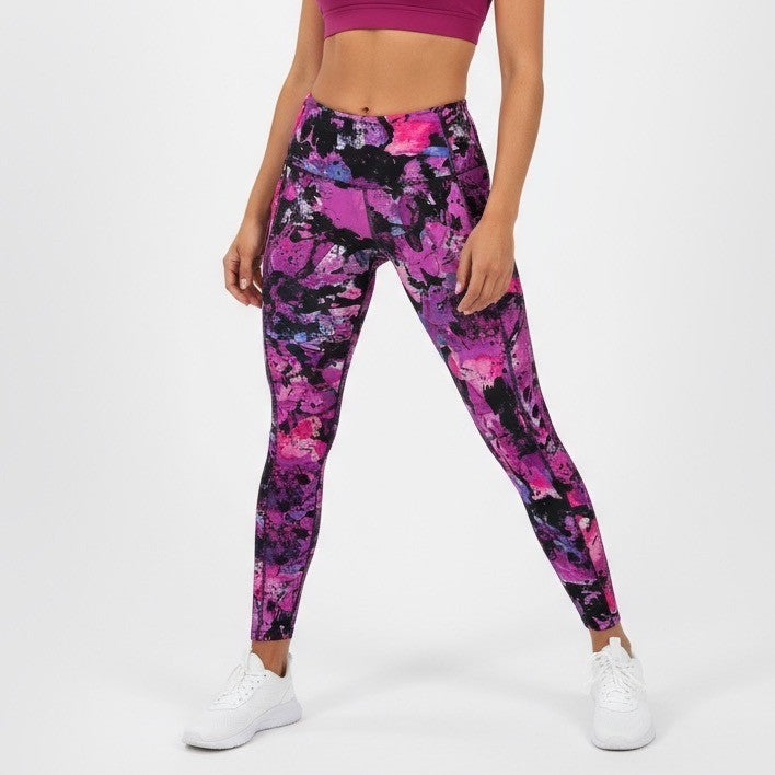 BSP Better Sports Performance Purple Floral Print Leggings - Size L