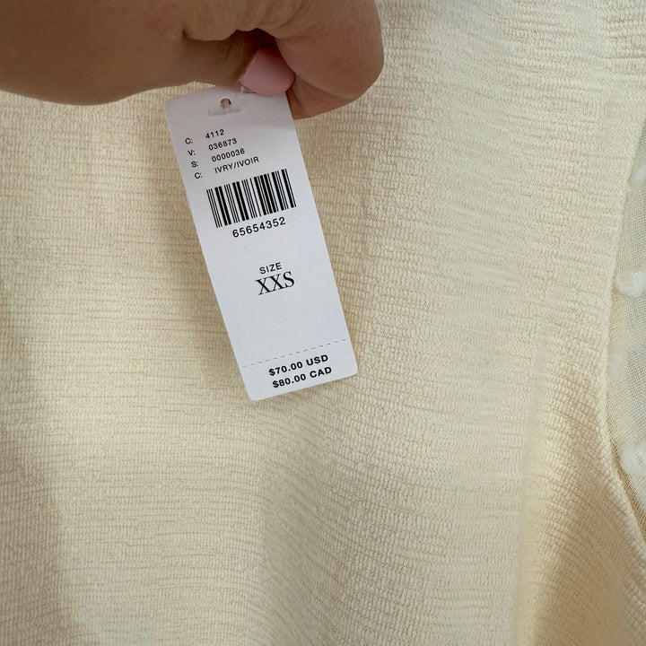 Maeve by Anthropologie Textured Puff Sleeve Top Ivory XXS