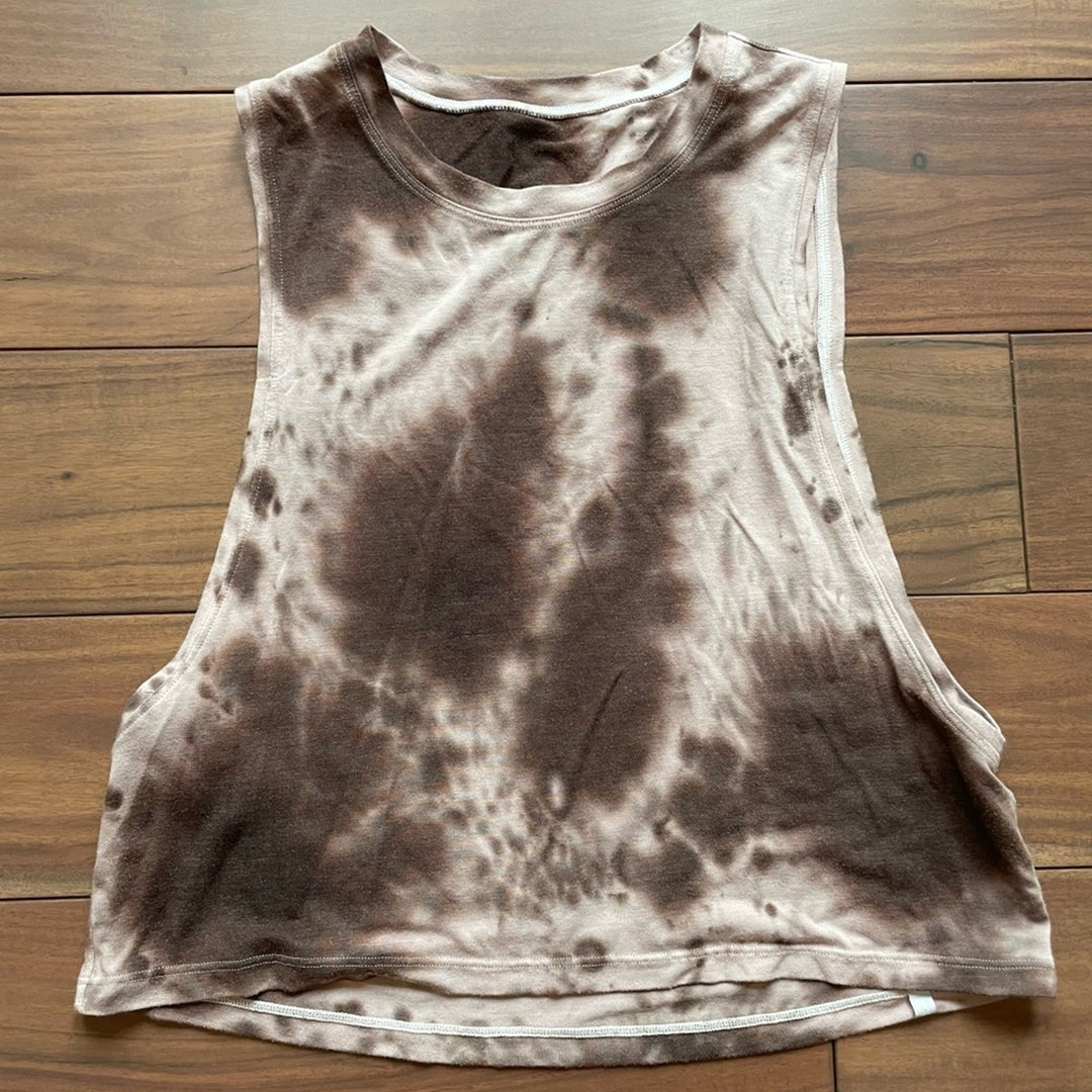 Lululemon Cut Back Crop Tank Top marble Dye Silky French Press Size S 4/6