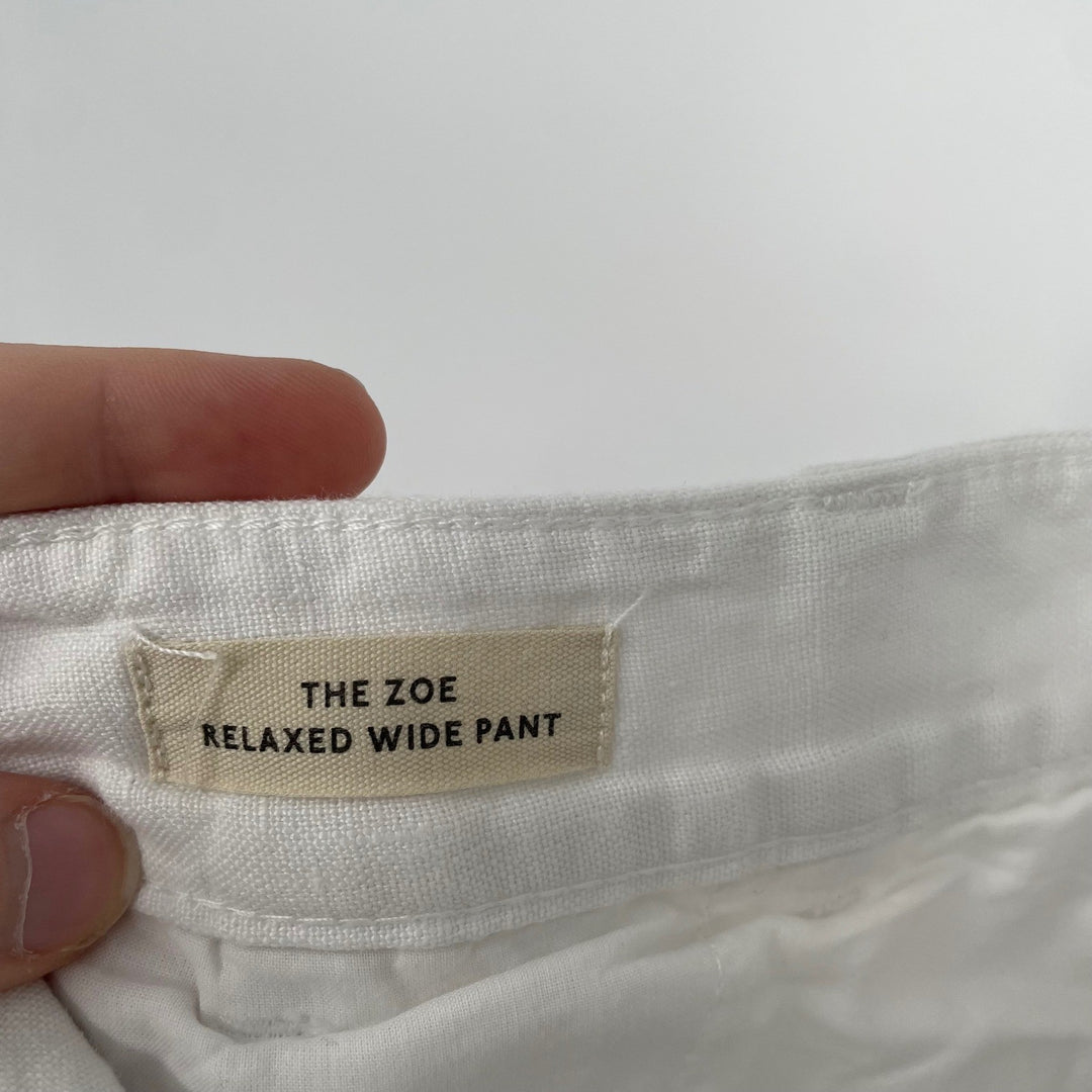 Madewell The Zoe Relaxed Wide Leg Linen Pants White Size 12