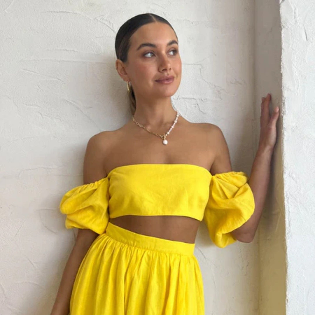 Rumer Delphine Linen Crop Top Size XXS