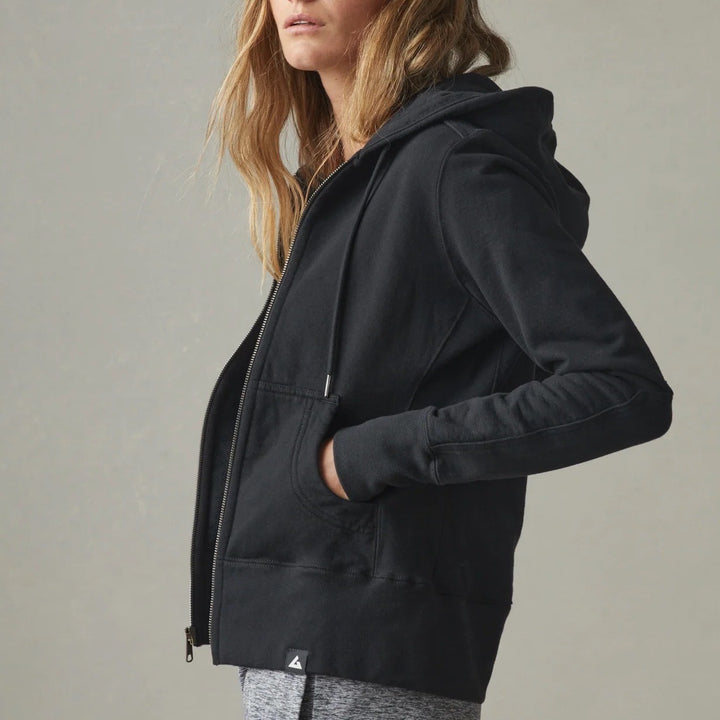 American Giant Womens Full Zip Hoodie Black Cotton Size S Made USA