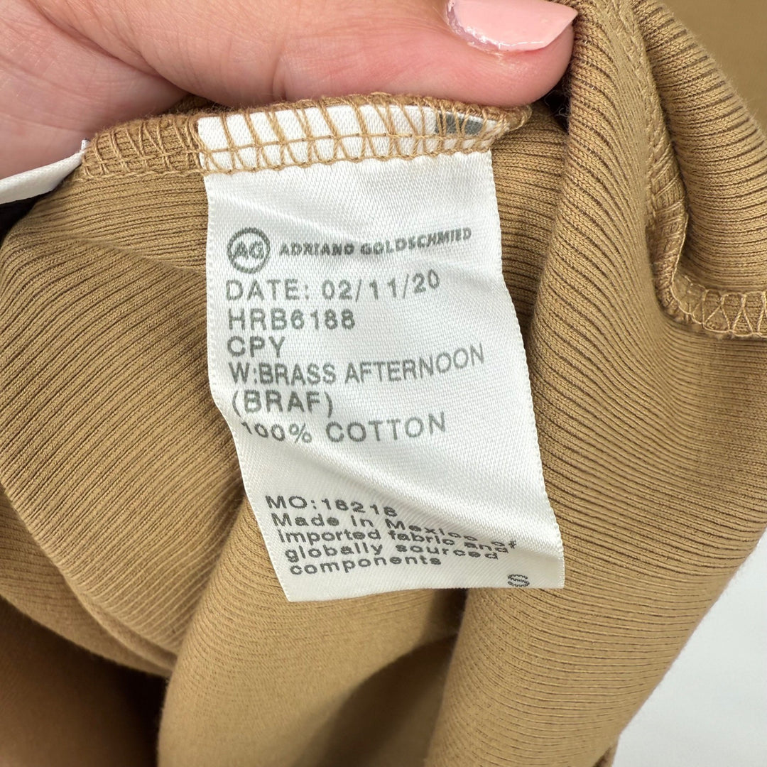 AG Adriano Goldschmied Ribbed Knit Turtleneck Midi Dress Camel Brown Size S