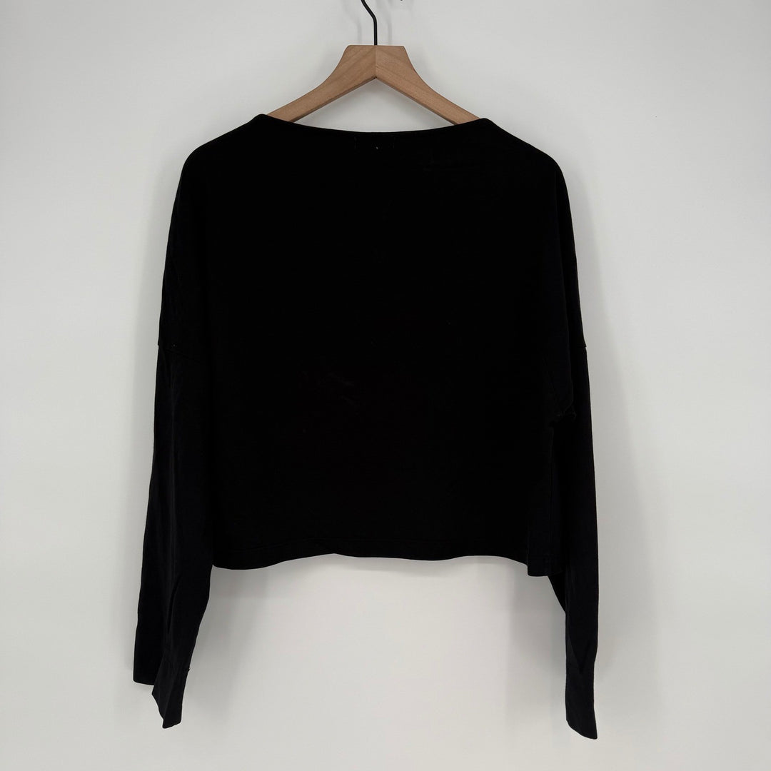 AG Adriano Goldschmied Black Long Sleeve Cotton Cropped Top Size S