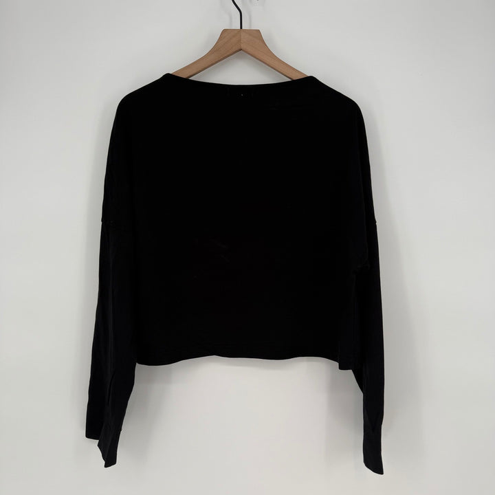 AG Adriano Goldschmied Black Long Sleeve Cotton Cropped Top Size S