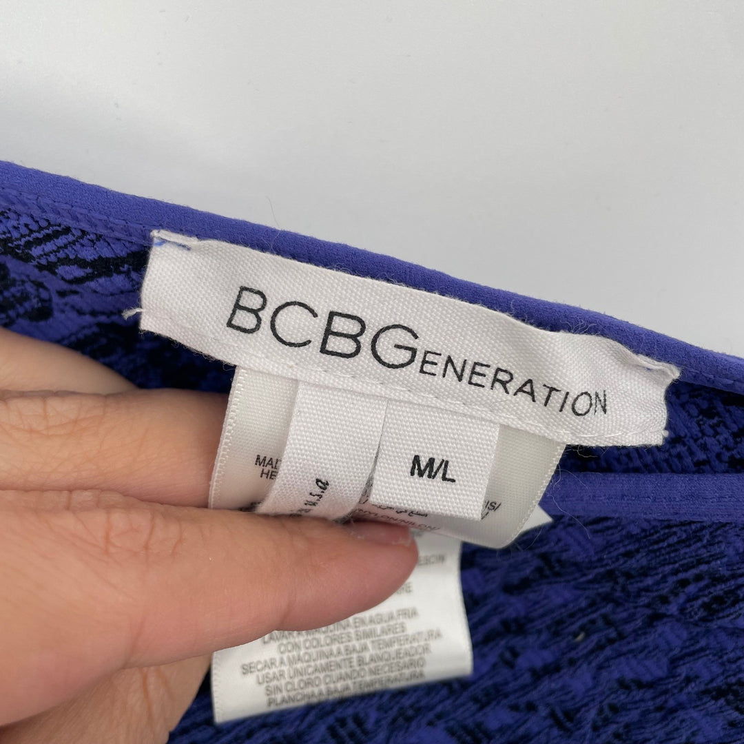 BCBG Generation Royal Blue One Shoulder Textured Mini Dress M L