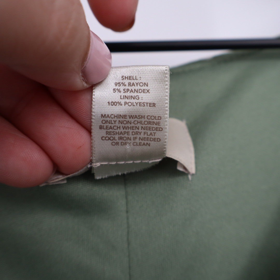 LOFT Outlet Petite Green Geo Print V Neck Sleeveless Midi Dress MP