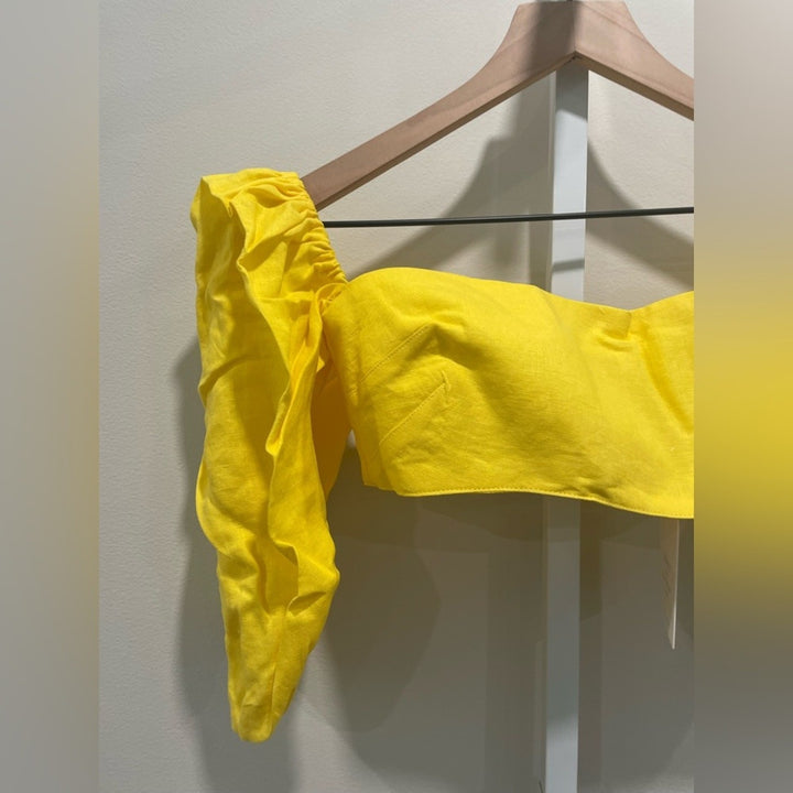 Rumer Delphine Linen Crop Top Size XXS