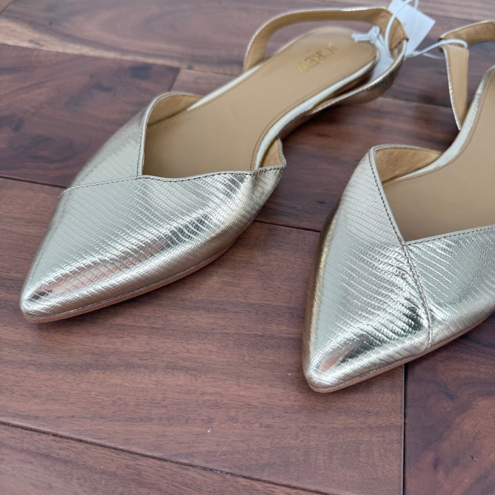J. Crew Gold Metallic Embossed Pointed Toe Slingback Flats Women's Size 8M