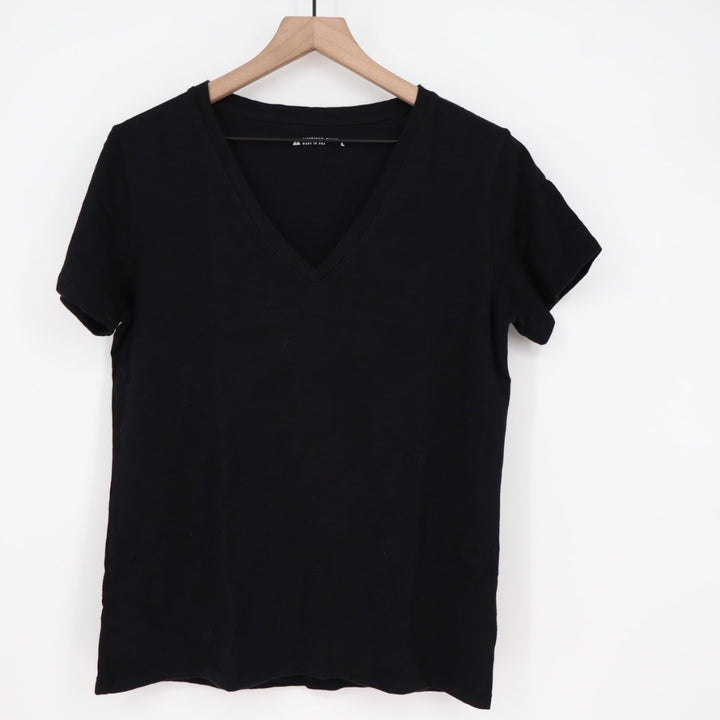 American Giant Classic V Neck T Shirt Black Made in USA Size Large Womens