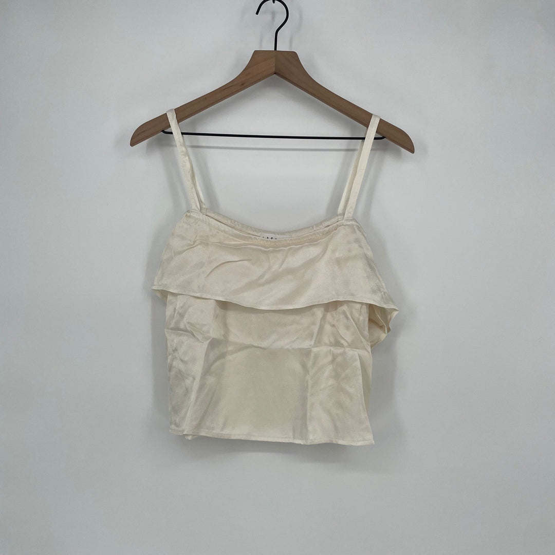 LACAUSA Ivory Ruffle Tiered Spaghetti Strap Camisole Top Size S