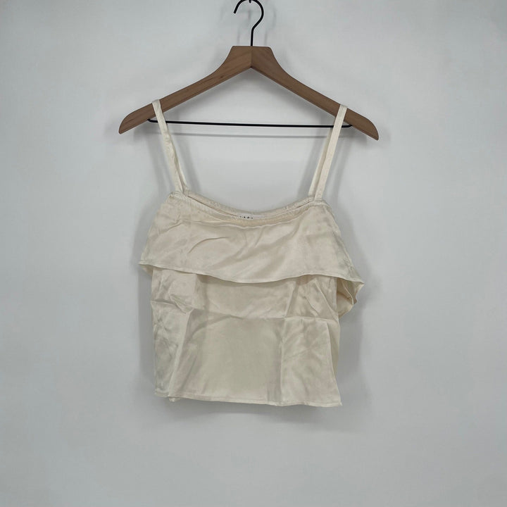 LACAUSA Ivory Ruffle Tiered Spaghetti Strap Camisole Top Size S