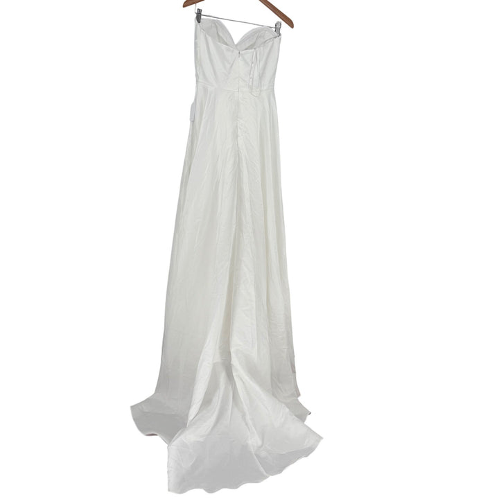 Lulus Lifetime of Love White Satin Strapless A-Line Gown Size 6