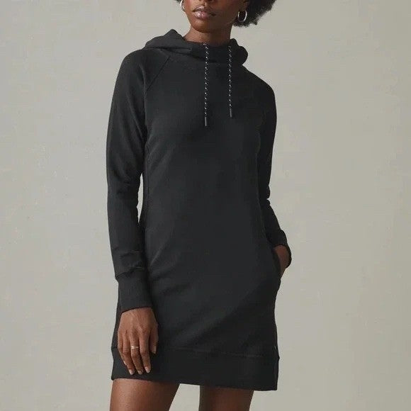 American Giant Black Fleece Lined Hoodie Dress Made in USA Size L