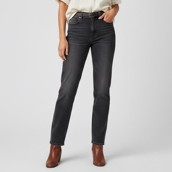 Everlane The High Rise Straight Jean Womens Size 25 Regular Black Wash Denim