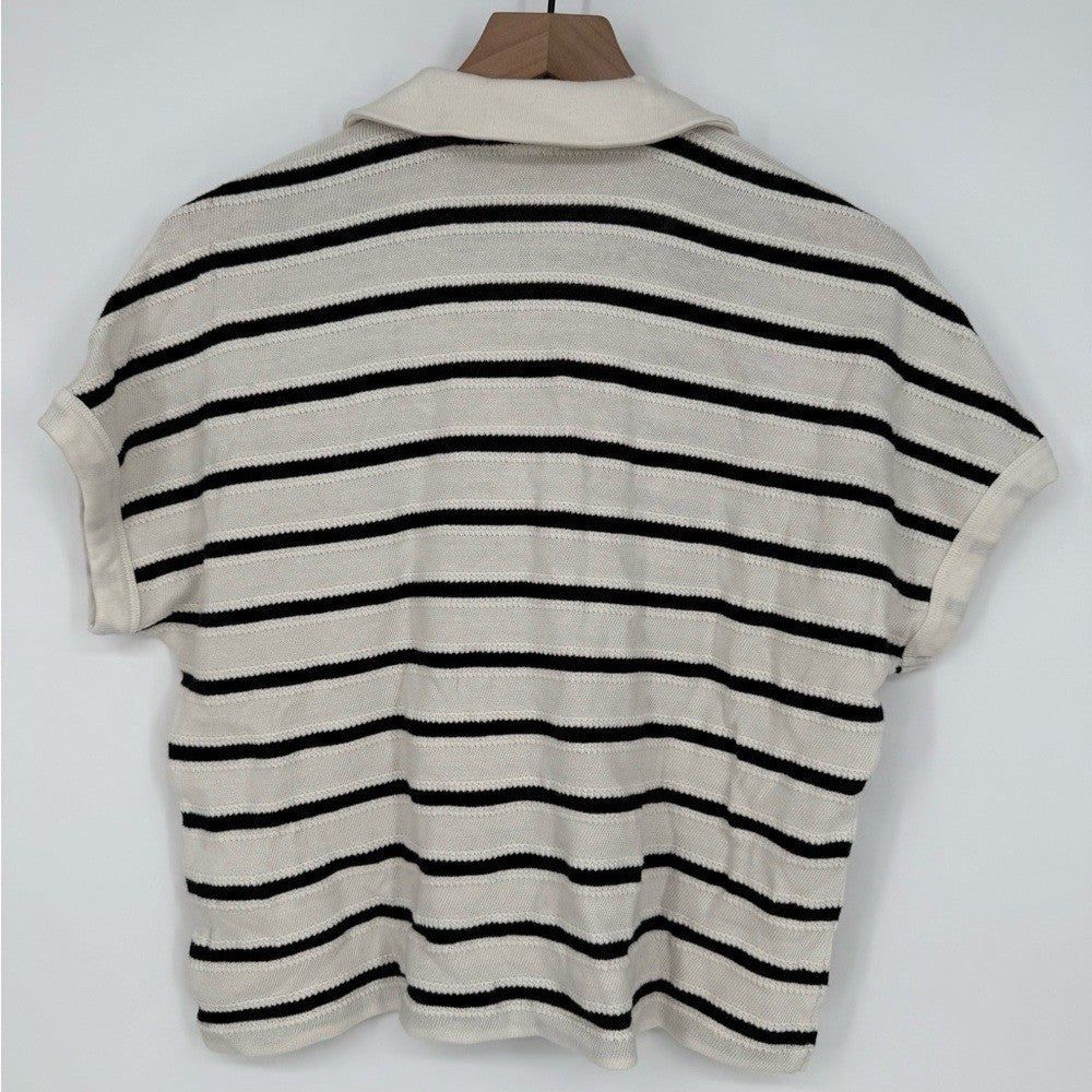 Madewell Relaxed V-Neck Polo Shirt in Stripe Size XXS