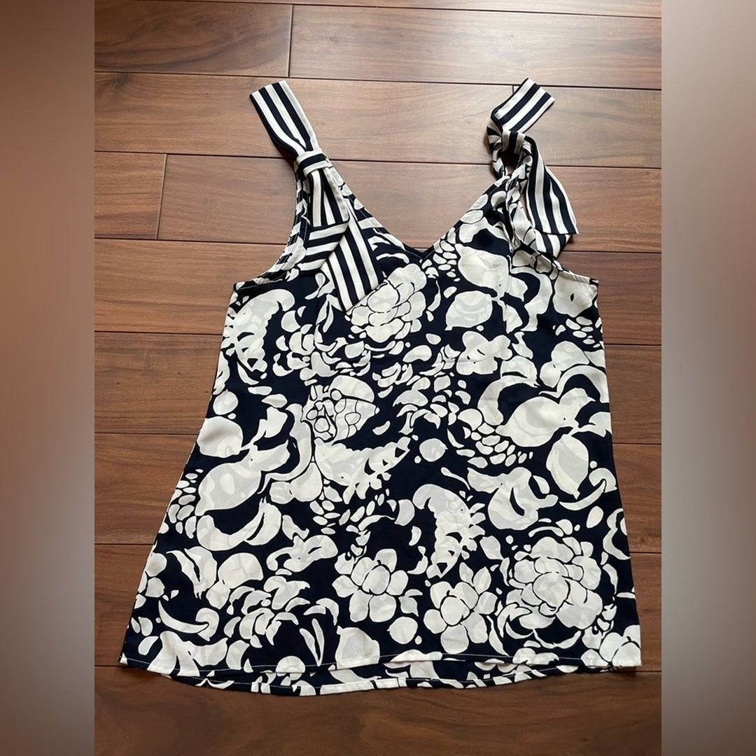 Cabi Floral Shoulder Tie Sleeveless Blouse Size S