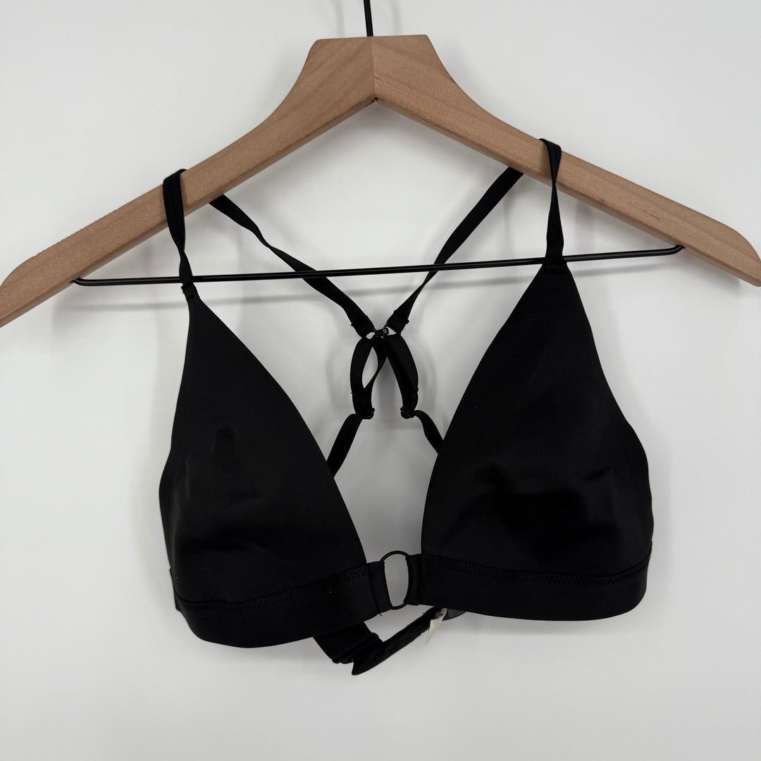 Free People Black Criss Cross Ring Detail Triangle Bralette Top