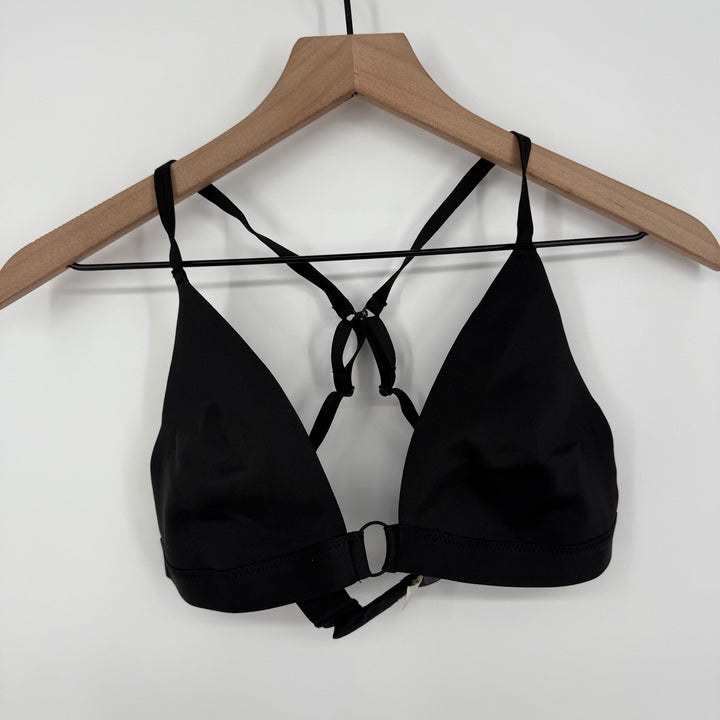 Free People Black Criss Cross Ring Detail Triangle Bralette Top