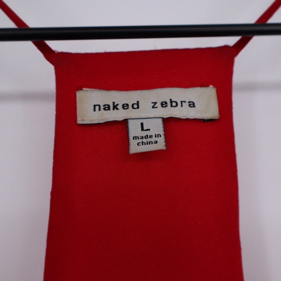 Naked Zebra Red Racerback Tank Dress Size L Polyester Lightweight Casual