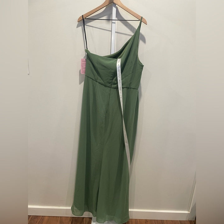 After Six Skinny One-Shoulder Trumpet Gown With Front Slit Size 16