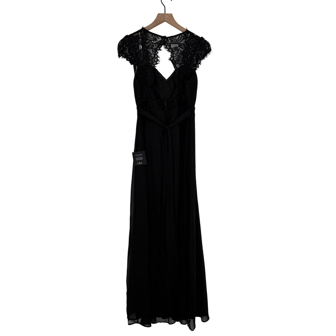 Lulus Momentous Moments Black Lace Backless Maxi Dress Size L