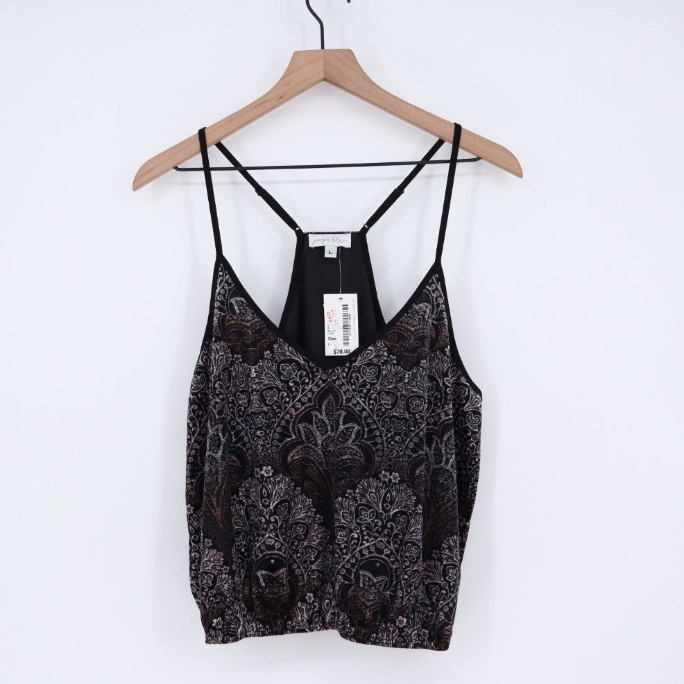 Juniper Blu Black Paisley Print Burnout Camisole Tank Top Size L