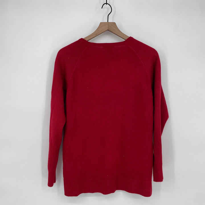 Sweet Romeo Red Crew Neck Long Sleeve Raglan Sweater Top Women Size Medium