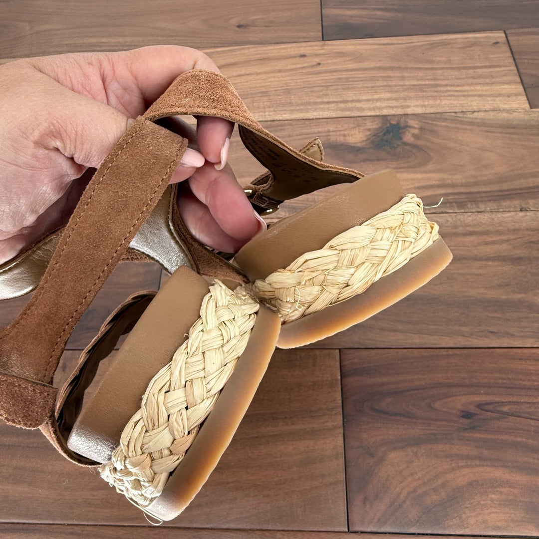 Naturalizer Sandals Womens Size 11 N Tea Brown Leather Neila Ankle Strap Braided