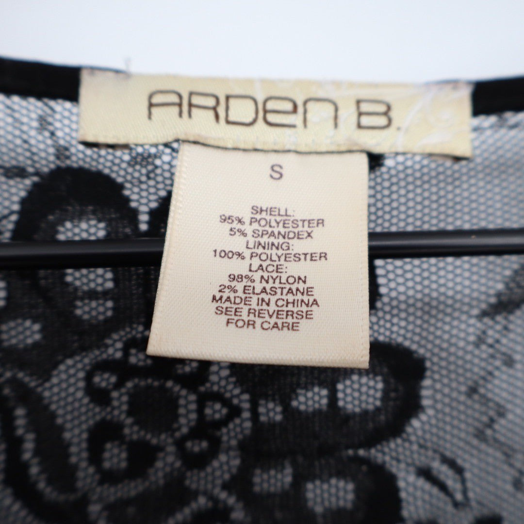 ARDEN B Black Lace Sleeve V Neck Ruched Sheath Mini Dress Size S