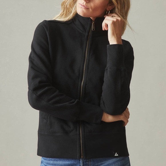 American Giant Black Full Zip Mock Neck Sweatshirt Jacket Mens XL Made USA