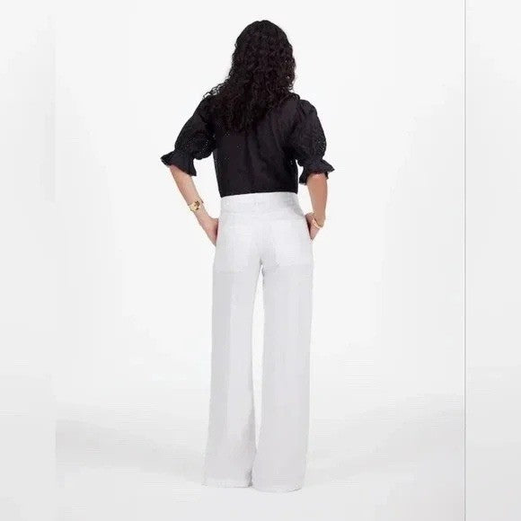 Madewell The Zoe Relaxed Wide Leg Linen Pants White Size 12