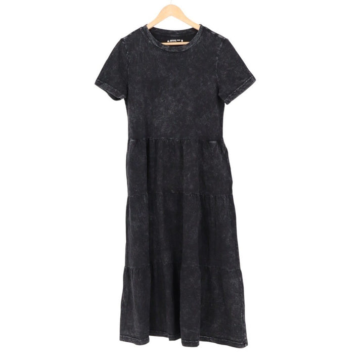 AMERICAN GIANT Black Wash Tiered Midi Dress TShirt Style Made USA Size M