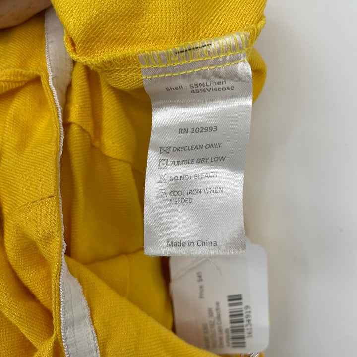 Derek Lam Collective Yellow Linen Blend Halter Wide Leg Jumpsuit Size 38