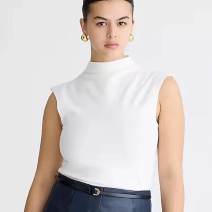 J.Crew Stretch Cotton-Blend Mockneck Tank Top Size 3X