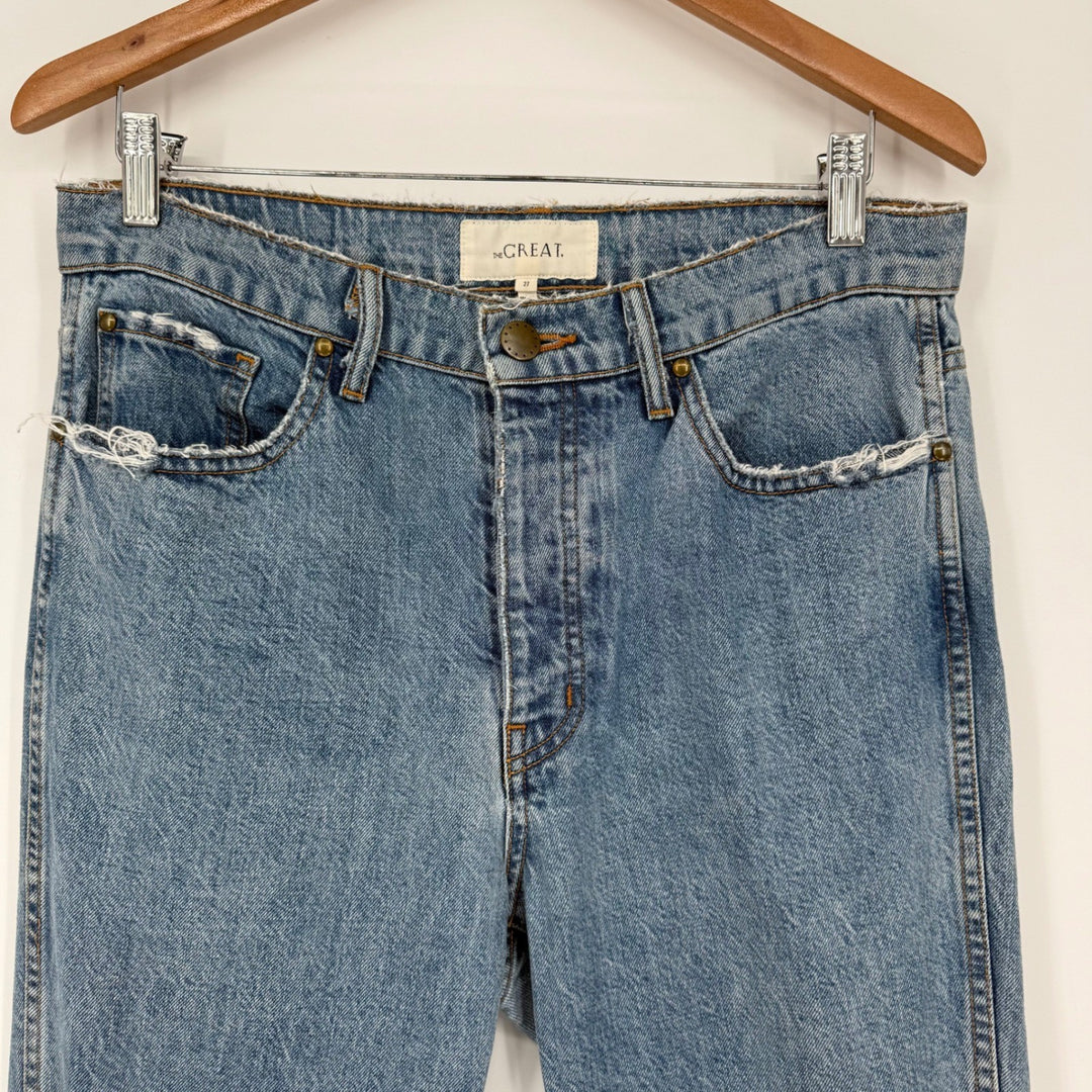 The Great Distressed High Rise Button Fly Women's Denim Jeans Size 27