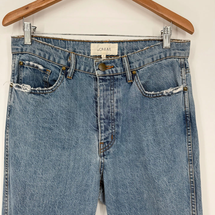 The Great Distressed High Rise Button Fly Women's Denim Jeans Size 27